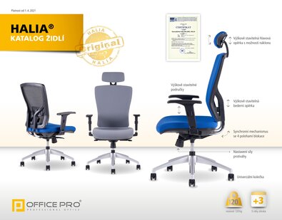 Katalog kancelářských židlí HALIA