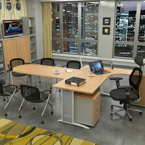 Bürotische CROSS - Eiche/Grau