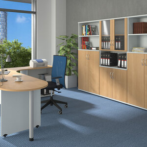 Kancelářské stoly GATE - dub, bílá