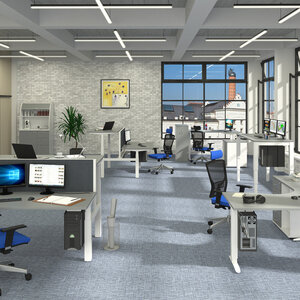 Höhenverstellbare Tische - Grau, Weiß